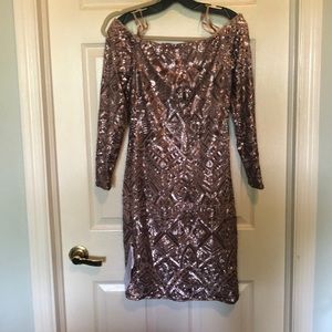 Rose gold sequin BCBG dress. Eunice